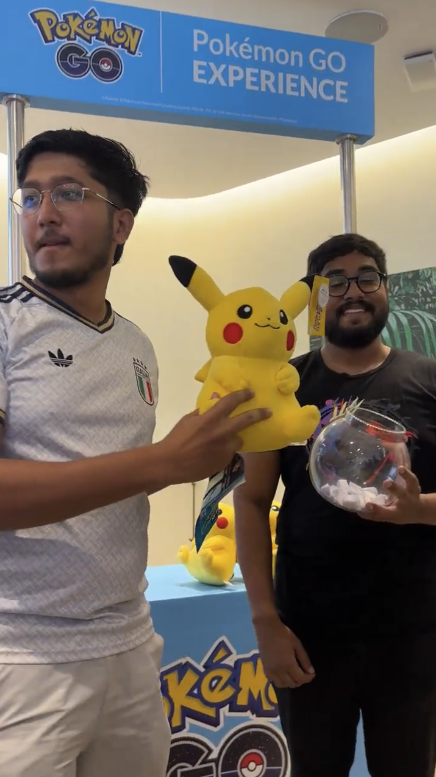 A lucky winner won a Pikachu plushie from the lucky draw